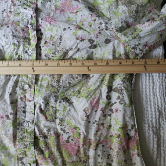 Eddie Bauer Shirt White Floral Button Front Long Sleeve Cotton Women's Size S - Picture 7 of 10